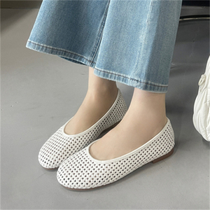 2025 New Breathable Soft Bottom Flat Mesh Summer Sandals Hollow Solid Color Large Size Lazy Work slippers for Outdoor Use - Product Image 6