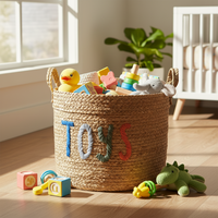 Panier de rangement léger et mignon en corde de papier tressée, idéal pour la chambre d'enfant, sans danger pour les aliments