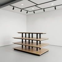 Étagère murale à 4 niveaux pour vêtements, présentoir en bois MDF et fer, présentoir de vêtements pour la vente au détail