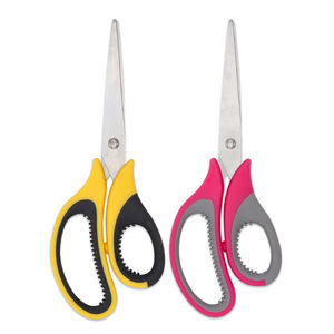 Stainless Steel 7.5-Inch Office Scissors Red Gray Handle Home Use Straight Head Paper Cutting - Product Image 3