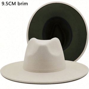 Wholesale Hot Selling Fall Autumn Winter 9.5cm Brim Dual Color Jazz Top <b>Hat</b> Fashion Casual Two Tone <b>Fedora</b> <b>Hats</b> for Women <b>Men</b> - Product Image 2