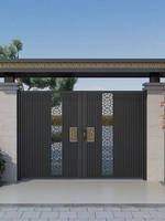 Puerta Doble Abatible de Acero Inoxidable y Aleación de Aluminio, Valla de Entrada Moderna para Patio o Villa