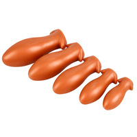 Plug anal extra large en silicone liquide, forme œuf, noir et or, pour homme et femme, super doux, pour l'extérieur