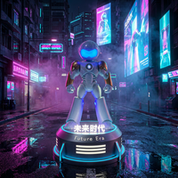 Sculpture de robot en résine FRP avec éclairage LED personnalisé, style moderne, sculpture de robot décorative
