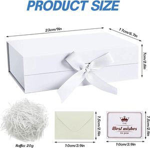 折りたたみ式ギフトボックス27 17 <span class=keywords><strong>7cm</strong></span>磁気クロージャラフィア & カードリボンギフト包装プレゼンテーションユニークなホワイトボックスプレミアム - Product Image 4