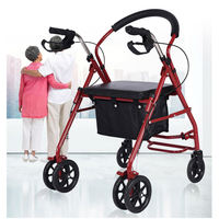 Factory Outlet Rollator Walker lipat portabel, pasien dapat diatur belanja medis luar ruangan baja Rollator Walker dengan dudukan