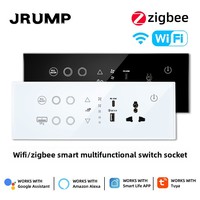 Prise intelligente multifonctionnelle WiFi/Zigbee 254 avec télécommande, interrupteur intelligent en verre trempé, indice de protection IP20, application de maison intelligente