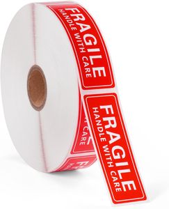 Bán buôn bền mong manh cảnh báo nhãn vĩnh viễn dính thân thiện với môi đóng gói không thấm nước vận chuyển CuộN Đỏ - Product Image 1