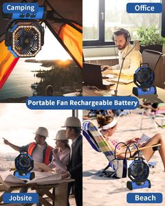 Ventilatore da Tavolo Portatile F6 Ricaricabile 20000mAh con Telecomando, Lanterna LED, Power Bank, Motore Brushless Ultra Silenzioso, in Plastica - Product Image 6