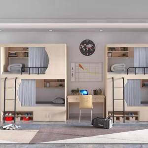 Cama moderna de dos pisos con cortinas de estilo japonés, caja de dormir de Metal para Hotel, albergue <span class=keywords><strong>juvenil</strong></span>, escuela, dormitorio, apartamento - Product Image 5