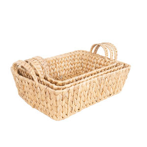 Panier de rangement rectangulaire en jacinthe d'eau Bobai avec poignée pour le pain, les fruits, l'organisation de la cuisine, grand et moyen format - Product Image 5
