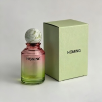 Flacon de parfum rond en verre de luxe 100 ml, personnalisable, vide et rechargeable, avec boîte élégante et pulvérisateur à pompe en option