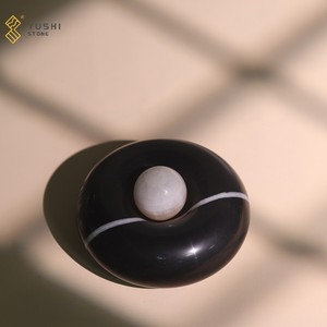 YUSHI di Design di lusso a forma di ciambella naturale <span class=keywords><strong>Nero</strong></span> Marquina in marmo <span class=keywords><strong>Nero</strong></span> porta incenso per l'arredamento della casa - Product Image 4