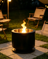 Brasero portable en acier inoxydable 304 à double paroi pour bois, avec large rebord, pour camping et fêtes