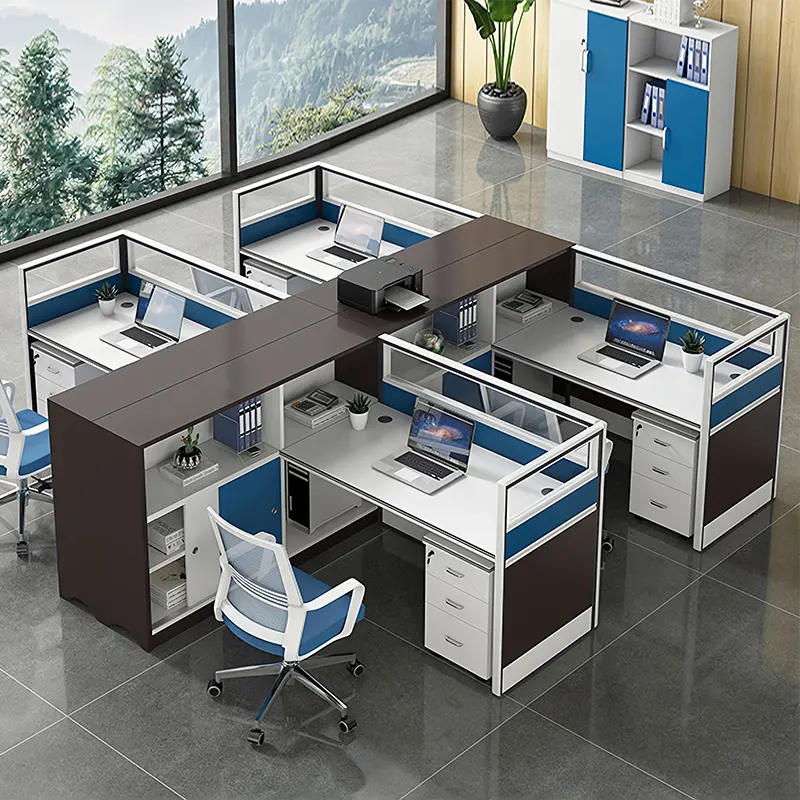 מפעל zitai 2 4 6 אדם מושב מודולרי בית מעוקל משרד שולחן עבודה רהיטים מחולק תחנות עבודה