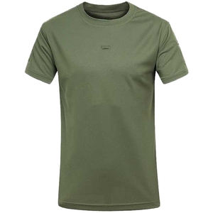 T-shirt de sport à col rond Coolmax pour homme, été, séchage rapide, coupe ample, entraînement physique tactique, uni, 180 grammes, anti-boulochage - Product Image 1