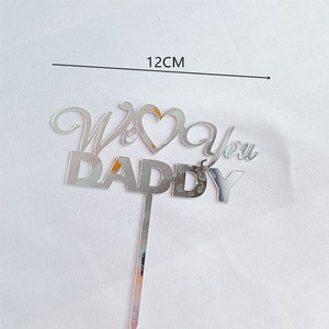 ท็อปเปอร์เค้กอะคริลิค รูปน้ำผึ้งและน้ำหวาน ข้อความ "We Love You Daddy" สีทอง/สีเงิน สำหรับตกแต่งเค้กวันพ่อ/วันเกิด - Product Image 4