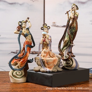 SE7ART Dunhuang Flying Apsara, sculpture en résine peinte à la main de style chinois classique, artisanat haut de gamme pour salon - Product Image 5