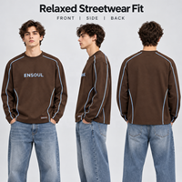 T-shirts et Sweat-shirts Vintage de Marque Premium pour Hommes, Broderie Plate, Respirants, Écologiques, Manches Longues, Streetwear, Pulls OEM