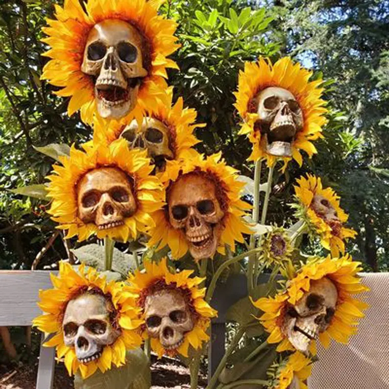 Simulation Sonnenblume mit Schädel Halloween Ornament Halloween Outdoor Dekor