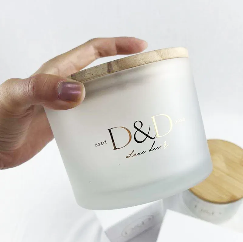 Vidro de soja perfumado de luxo, recipiente para vela, pote de vidro de soja personalizado, estilo de logotipo
