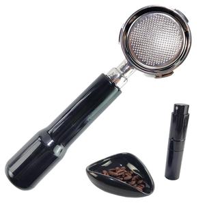 Porte-filtre Delong 51 mm à trois oreilles en acier inoxydable sans fond avec flacon pulvérisateur et ensemble de récipients à grains - Product Image 1