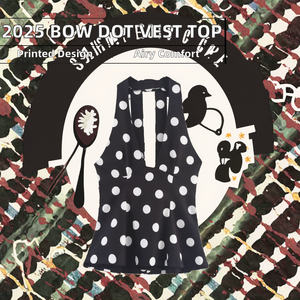 ZATRHMBM <b>Women's</b> Clothing 2025 Autumn New Fashion Bow Polka Dot Collarless Breathable Woven <b>Vest</b> <b>Top</b> Casual Sleeveless Versatile - Product Image 2