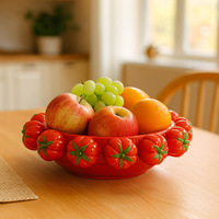 Grand bol à tomates en céramique émaillée colorée, style nordique 3D réaliste, plateau à fruits rouge très esthétique pour salon