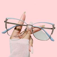 Nouvelles lunettes de soleil pour femmes, style œil de chat, monture intégrale en métal, verres PC, anti-lumière bleue, pour l'intérieur et l'extérieur