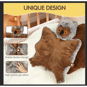 Piel agradable a la piel botón oculto <span class=keywords><strong>boca</strong></span> puntiaguda bordado ojos marrón dibujos animados búho almohada decoración del hogar 15 pulgadas búho juguete <span class=keywords><strong>de</strong></span> peluche grande - Product Image 3