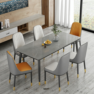 Lusso moderno Set da pranzo <span class=keywords><strong>tavolo</strong></span> in legno <span class=keywords><strong>allungabile</strong></span> 6 posti con accenti in marmo <span class=keywords><strong>resina</strong></span> mobili per la casa regolabili - Product Image 5