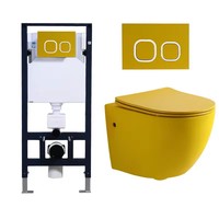Cuvette de toilette suspendue au mur de qualité supérieure sans monture P piège couleur céramique articles sanitaires muraux Wc noir mat toilettes suspendues au mur