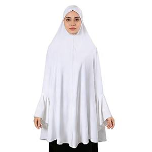 Khimar de prière musulman pour femme, manches longues, abaya islamique, robe longue, couleur unie, jersey premium - Product Image 3