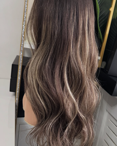 Perruque frontale en dentelle HD 13x6 de haute qualité, marron ombré avec mèches <span class=keywords><strong>blondes</strong></span>, en cheveux humains, racines foncées, pré-épilée, ligne de cheveux naturelle - Product Image 2