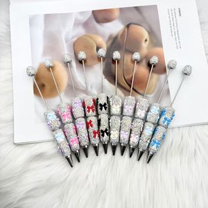 Stylos de <span class=keywords><strong>luxe</strong></span> DIY noirs et argentés avec strass et décorations nœud papillon colorées, stylo bijou perlé style industrie lourde, stylo cadeau boîte mystère - Product Image 3