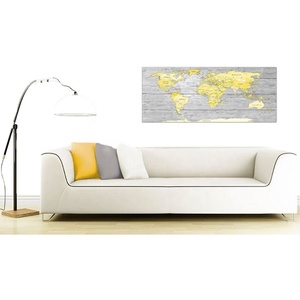 Grande giallo grigio appeso a parete arte casa mondo <span class=keywords><strong>atlas</strong></span> mappa cartello in legno decor - Product Image 3