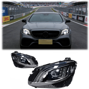 Nouveaux phares LED 12V style Maybach 6000K pour Mercedes Classe E W213 2016-2020 avec feux de jour séquentiels (DRL) améliorés - Product Image 1