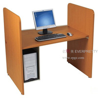 Table d'ordinateur moderne en bois pour laboratoire scolaire, convertible en poste de travail commercial pour 2 personnes (élèves et personnel)