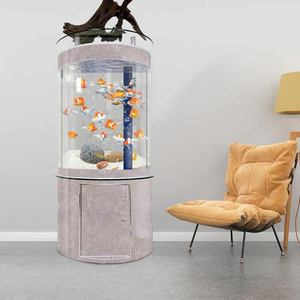 현대식 실내 반원형 바닥 필터형 거실용 유리벽 산소 어항 (금붕어 수조) - Product Image 4