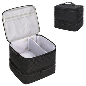 Relavel เคสจัดระเบียบยาทาเล็บสองชั้น32 + ที่เก็บขวดพร้อมซิปปิดไนลอนสีดำลายตัวอักษร-สำหรับชุดเล็บ - Product Image 1