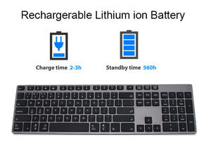 Clavier de bureau rechargeable multi-appareils personnalisé, Teclado Inalambrico, clavier espagnol sans fil, clavier Bluetooth - Product Image 5