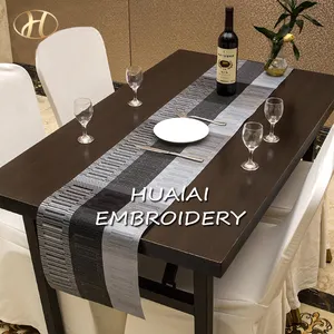 European Style 70%PVC+30%PET Bamboo Joint Waterproof Table Runner for Hotel and Wedding 30*180cm PVC Endless Printed HUALAI GRS