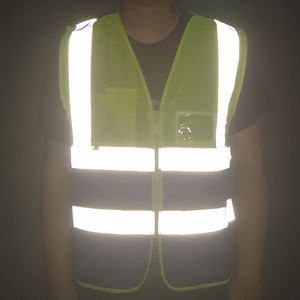 पुरुषों की औद्योगिक सुरक्षा का काम चीनी निर्माता से परावर्तक टेप के साथ कपास निर्माण सुरक्षा बनियान पहने हुए - Product Image 3