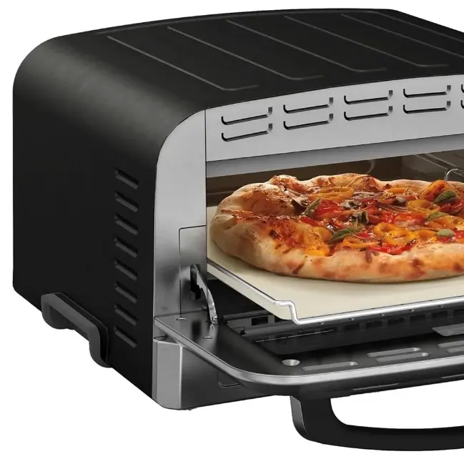 Indoor Pizza Oven Portable Countertop that Bakes Pizzas in Minutes Black Stainless Steel