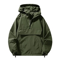 Blouson Bomber à Capuche Homme Printemps Léger Décontracté Coupe Ample Grande Taille Demi-Zip Respirant Taille Européenne