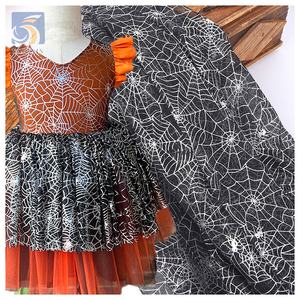 KT38-1 2025 Polyester Spinnennetz-Druck Mesh Tüll Glitzer Stoff Halloween-Stoffe für Kleidung - Product Image 1