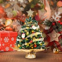 Mini árbol de Navidad con LED muñeco de nieve globo cadena luces conos de pino bolas adornos de mesa pequeño árbol de abeto de Navidad Artificial