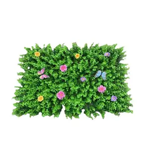 꽃과 녹색 식물 인공 잔디 벽 홈 울타리 벽 인공 식물 플라스틱 수직 녹색 벽 정원 장식