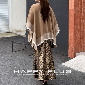 Falda larga con estampado de leopardo Runqi, talla grande para mujer, cintura natural, negro y dorado, poliéster, dobladillo en forma de V - Product Image 2