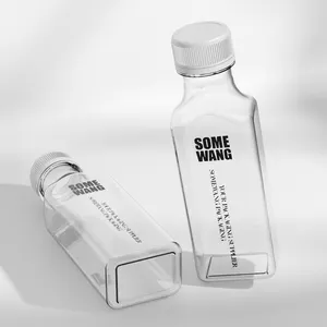 Clear Pet Square Plastic Juice Bottle Drinking Bottle For Beverage Packaging